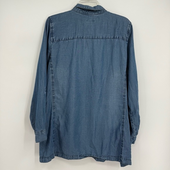 J Jill Womens Denim Chambray Tunic Pockets Size XL Jean Shirt Tunic Collared - Picture 10 of 13